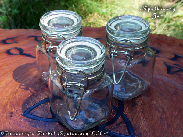 APOTHECARY JARS, Clear w/ Latching Metal Lids, Set Of 3 - 2oz, 60ml each