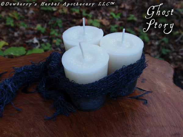 GHOST STORY "Glow In The Dark" Campfire Marshmallow Votive For Samhain Rites, Witches New Year