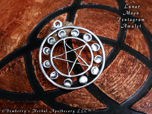LUNAR MOON Pentagram Amulet Silver. Amplify Your Energy