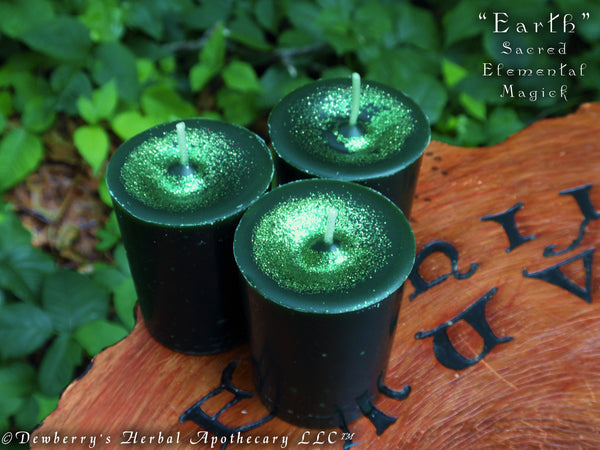 EARTH Sacred Elemental Magick Candle For Rituals Of Earth Grounding Gaia Greenman Northern Direction