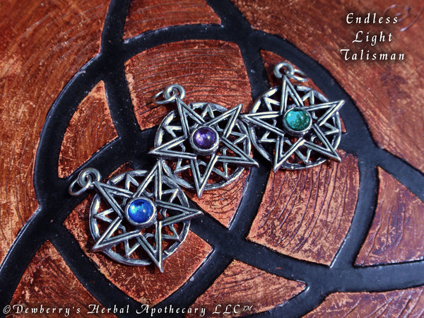 ENDLESS LIGHT Double Pentagram Talisman w/ Various Stones - Open Your Eyes