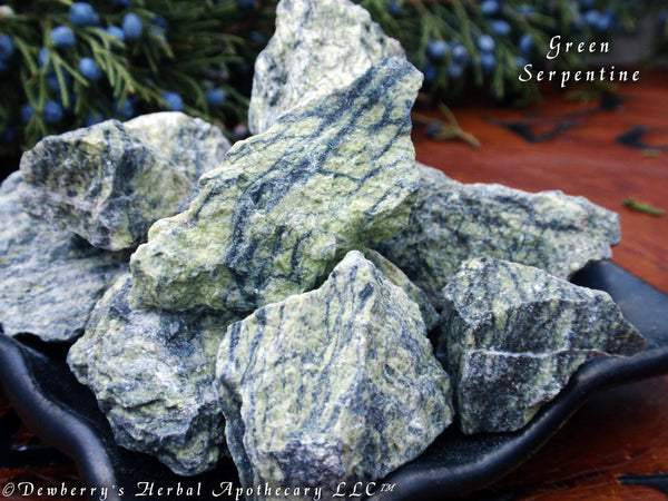 GREEN DRAGON SERPENTINE Rough Rock Gemstone Specimen For Healing, Protection From Sorcery Dark Arts