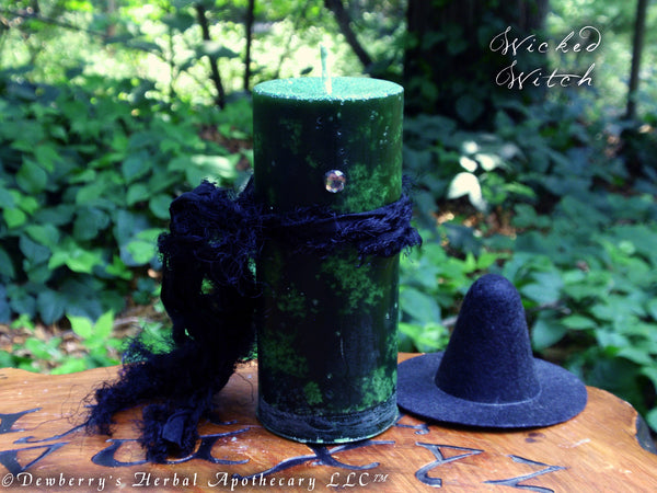 WICKED WITCH Spellbinding Dark Green Infusion Candle For Hocus Pocus, Witchy Fun, Samhain Halloween