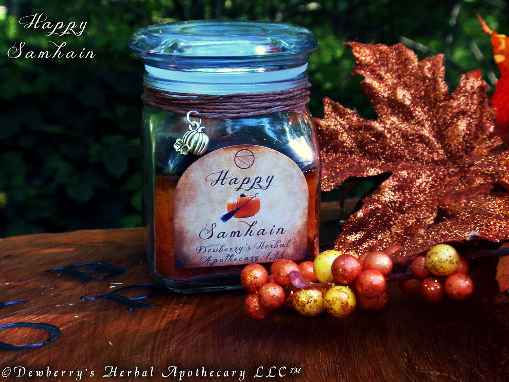 HAPPY SAMHAIN Double Action SABBAT Mini Jar Infuzed w/Real Pumpkin & Spices For Ancestor, Veil Work