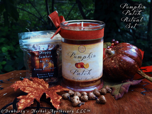 PUMPKIN PATCH Set Apothecary Jar & Your Choice Of Casting Herb Witch Mix w/Hand Harvested Acorns