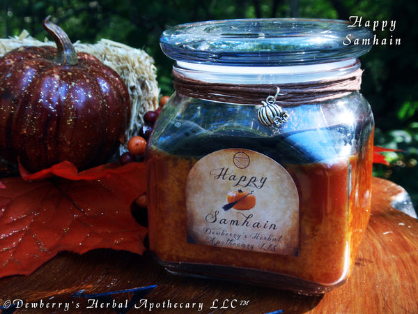 HAPPY SAMHAIN Double Action SABBAT Lg Jar Infuzed w/Real Pumpkin & Spices For Ancestor, Veil Work