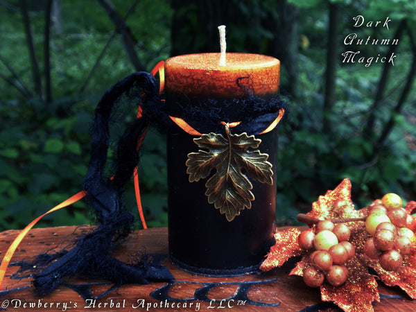 DARK AUTUMN MAGICK Double Action Candle w/Harvest Oils & Poisoned Black Lily. Create Awesome Magick™