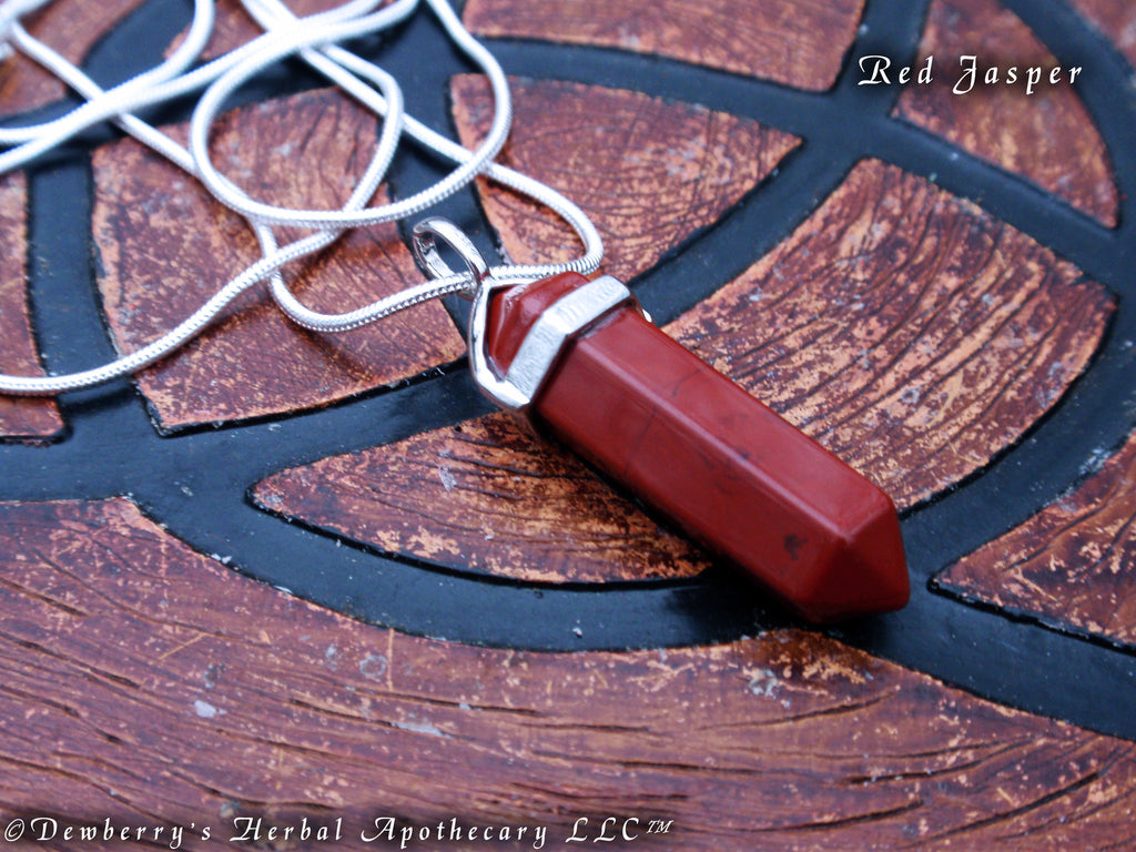 RED JASPER Pendant Pendulum Necklace. Stone Of Magickal Abilities, Scrying, Divination Tool