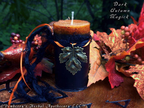 DARK AUTUMN MAGICK Double Action Candle w/Harvest Oils & Poisoned Black Lily. Create Awesome Magick™