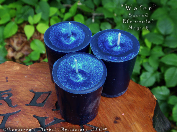 WATER Sacred Elemental Magick Votive Set For Emotion, Western Direction, Elemental Magick, Tides