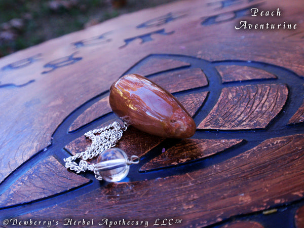 PEACH AVENTURINE, Dark Colored Crystal Gemstone Pendulum. Creativity, Sacral Chakra, Leadership