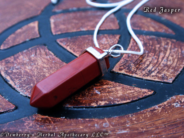 RED JASPER Pendant Pendulum Necklace. Stone Of Magickal Abilities, Scrying, Divination Tool