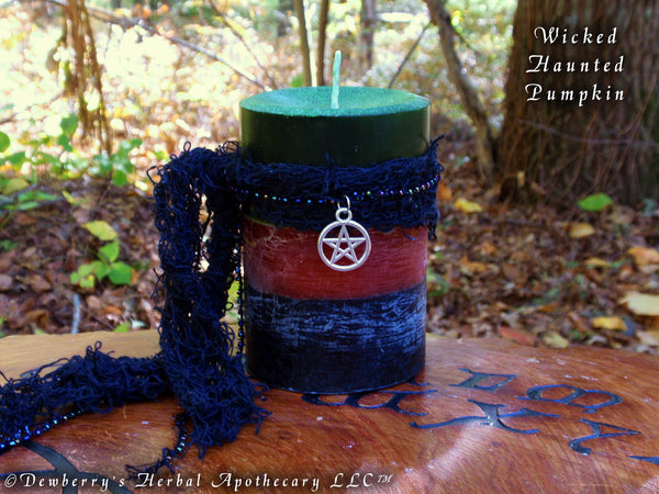 WICKED HAUNTED PUMPKIN "Triple-Craefted" Candle For Halloween, Samhain, Ancestor Honouring