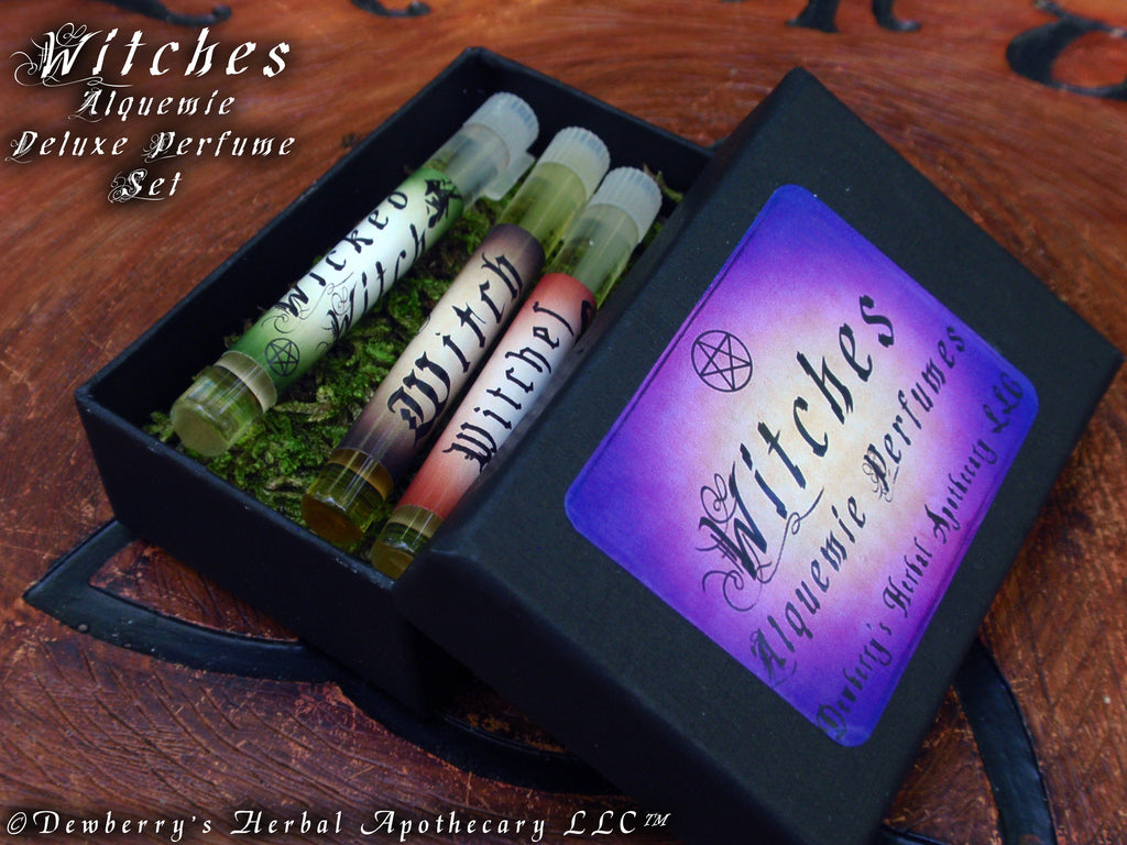 WITCHES ALQUEMIE Deluxe Sampler Perfume Potion Oils.  Gift Boxed