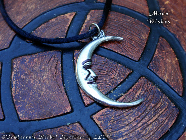 MOON WISHES Amulet Necklace w/Blk Silk Cord