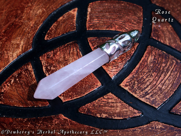ROSE QUARTZ Stone Drop Gemstone Pendant Pendulum Necklace, 2 3/8"