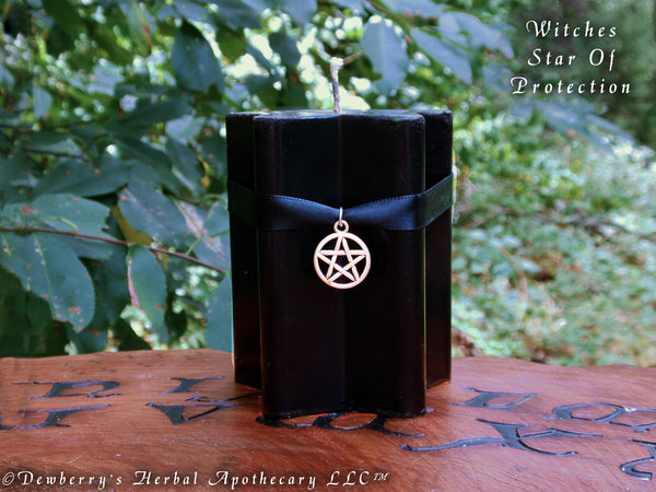STAR OF PROTECTION Witches Black Pentacle Cauldron Illuminary Scented w/Witches Brew & Dragons Blood