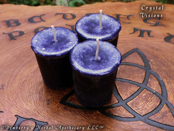 CRYSTAL VISIONS Votive Set For Higher Psychic Awareness, Self Reflection, Inner Sanctum, Third Eye