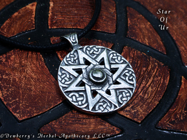 STAR Of UR "Light Bringer" Pewter Silver Amulet Talisman w/Black Nylon Cord