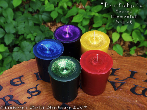 PENTALPHA Earth Air Fire Water Spirit Elemental Set Of 5 For Corner Magick, Tree & Nature Reverence