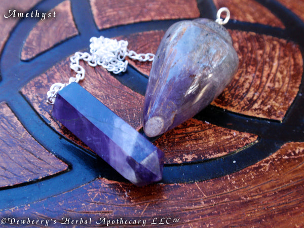 AMETHYST PENDULUM w/Crystal Wand Fob.  Witchcraft, Divination, Scrying