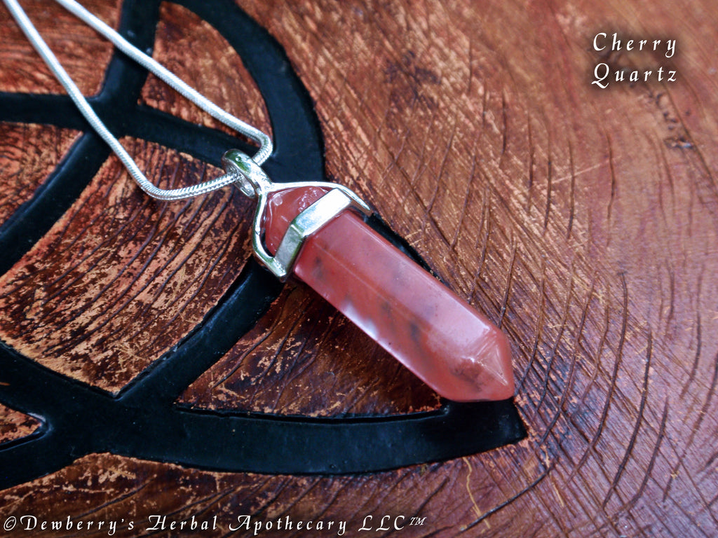 CHERRY QUARTZ Volcanic Necklace w/Sterling Silver Chain Your Choose. Heart Chakra, Emotional Balance