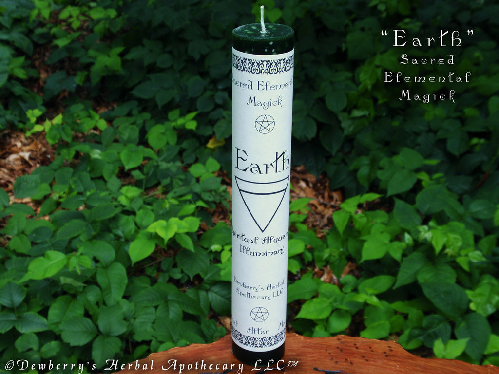 EARTH Sacred Elemental Magick Candle For Rituals Of Earth Grounding Gaia Greenman Northern Direction