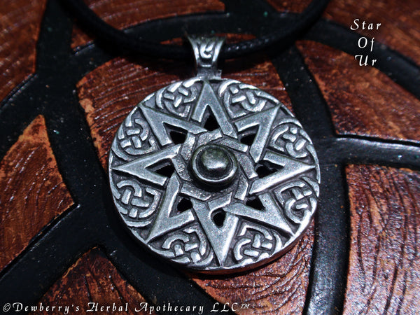 STAR Of UR "Light Bringer" Pewter Silver Amulet Talisman w/Black Nylon Cord