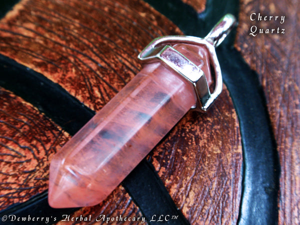 CHERRY QUARTZ Volcanic Necklace w/Sterling Silver Chain Your Choose. Heart Chakra, Emotional Balance