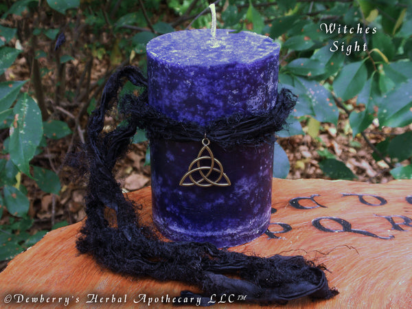 WITCHES SIGHT "Olde Wayz" Pillar Candle For Raising Vibrations, Psychic Energy, Intuition, Dreams