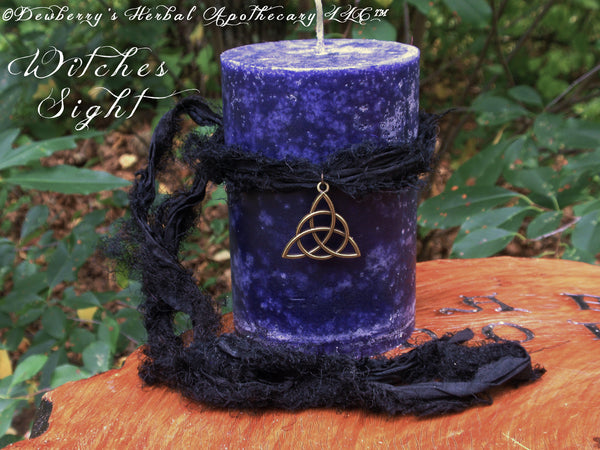 WITCHES SIGHT "Olde Wayz" Pillar Candle For Raising Vibrations, Psychic Energy, Intuition, Dreams