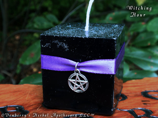 WITCHING HOUR Black Cauldron Candle For Midnight & Invocation Magick, Esbats, Dark Half Of the Year