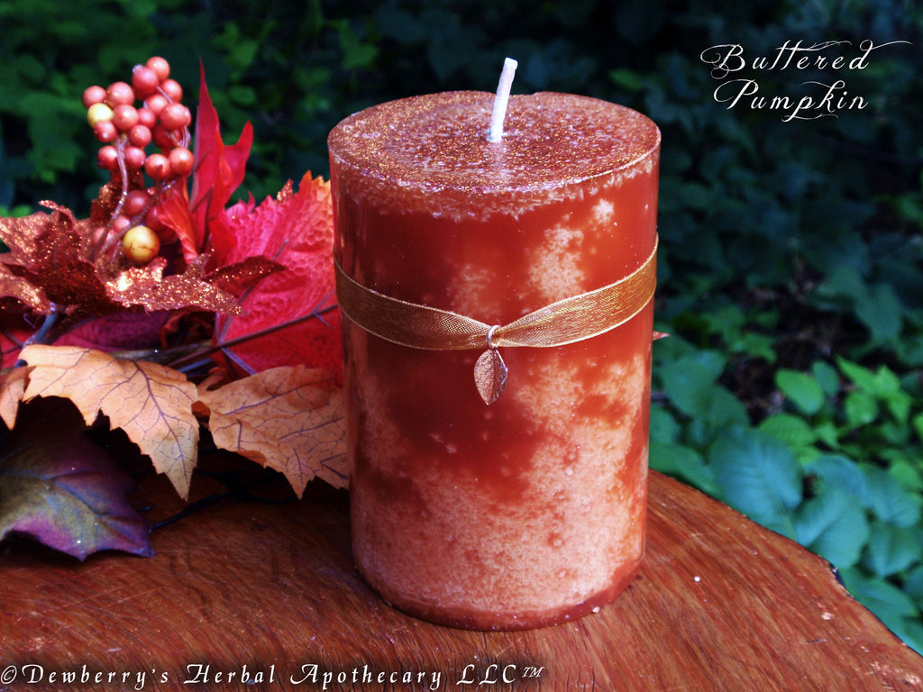 BUTTERED PUMPKIN Pillar Candle For Harvest, Autumn, Lammas, Mabon, Samhain Halloween, Thanksgiving