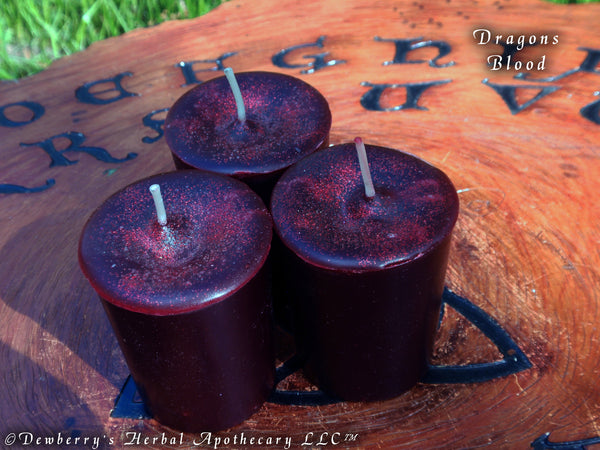 DRAGONS BLOOD Deep Red Votive Set For Power, Sacred Rites, Occult Magick, Witchcraft