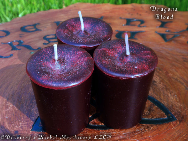 DRAGONS BLOOD Deep Red Votive Set For Power, Sacred Rites, Occult Magick, Witchcraft