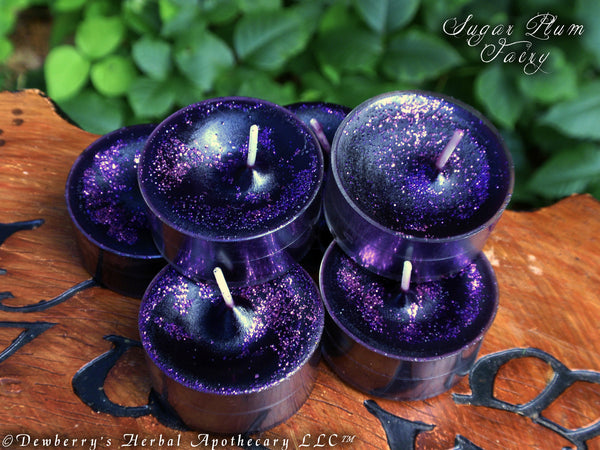 SUGAR PLUM FAERY Set Of 6 Velvet Plum Tealights For Invoking The Fae, Winter Magick, Home Alquemie