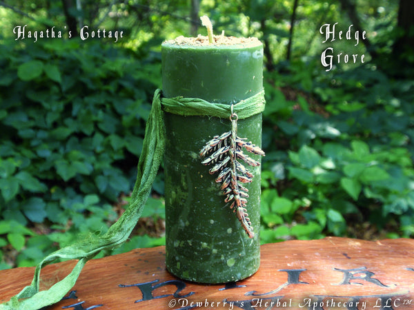 HEDGE GROVE Hagathas Cottage Herbal Infused Candle For Garden & Earth Magick, Wicca, Sacred Feminine