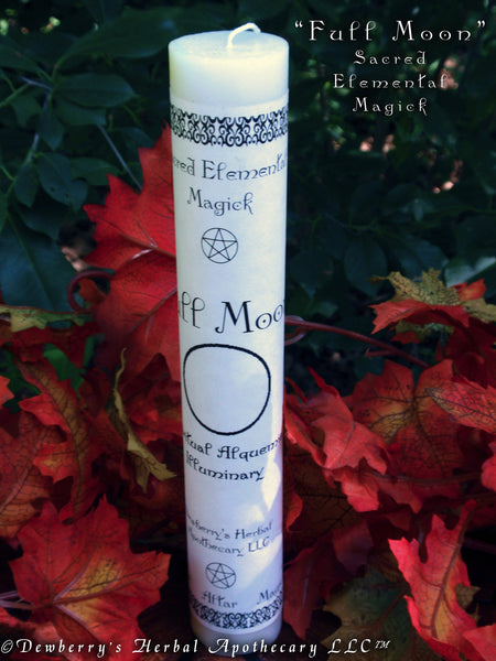 FULL MOON Sacred Elemental Magick Candle For Drawing Down The Moon, Triple Goddess, Reverence