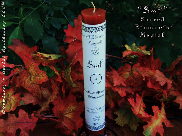 SOL Sacred Elemental Magick Candle For Rituals Of Sun Gods, Summer Solstice, High Noon Rituals