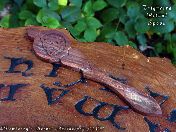 TRIQUETRA Indian Rosewood Ritual Spoon, Magickal Altar Tool