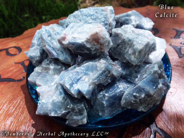 BLUE CALCITE Untumbled Raw Crystal Gemstone.  Magick Grounding Stone, Meditation