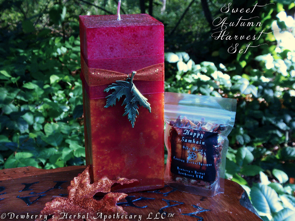 SWEET AUTUMN HARVEST Double Action Illuminary & Fire Throw Herb Witch Mix Set For Autumnal Magick