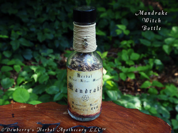 MANDRAKE ROOT May Apple Herbal Ritual Magick Mini Witch Bottle For Witchcraft, Fortuna, Love, 1oz