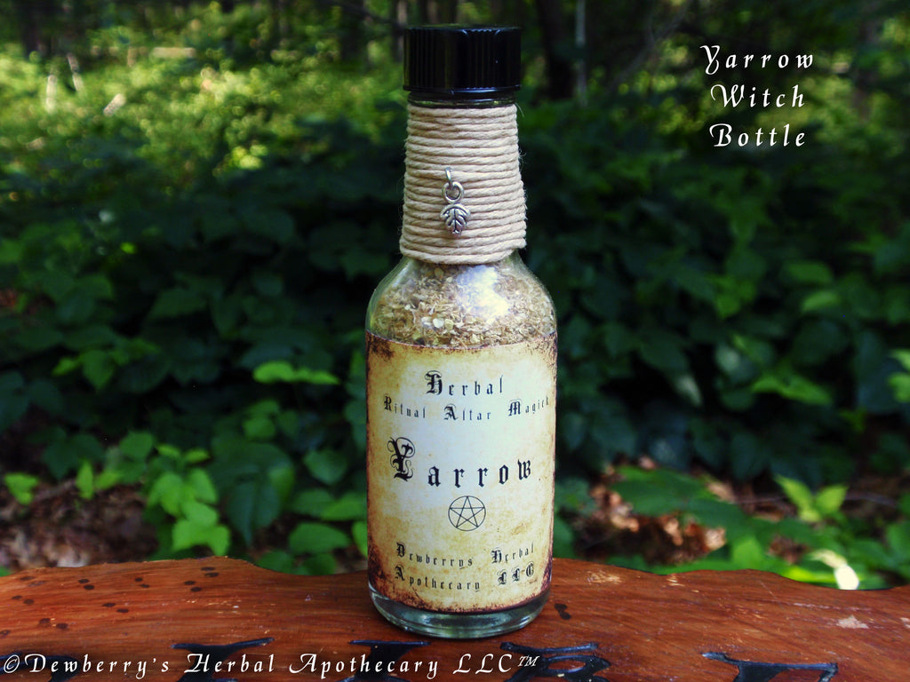 YARROW Herbal Ritual Magick Mini Witch Bottle For Courage, Love, Psychic Powers, Weddings, 1oz