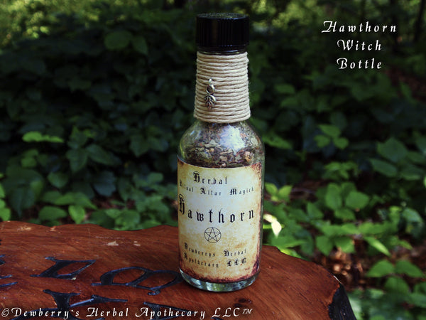 HAWTHORN Herbal Ritual Magick Mini Witch Bottle For Fey Workings, Nature Spirits, 1oz