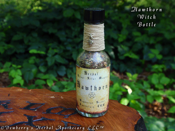 HAWTHORN Herbal Ritual Magick Mini Witch Bottle For Fey Workings, Nature Spirits, 1oz