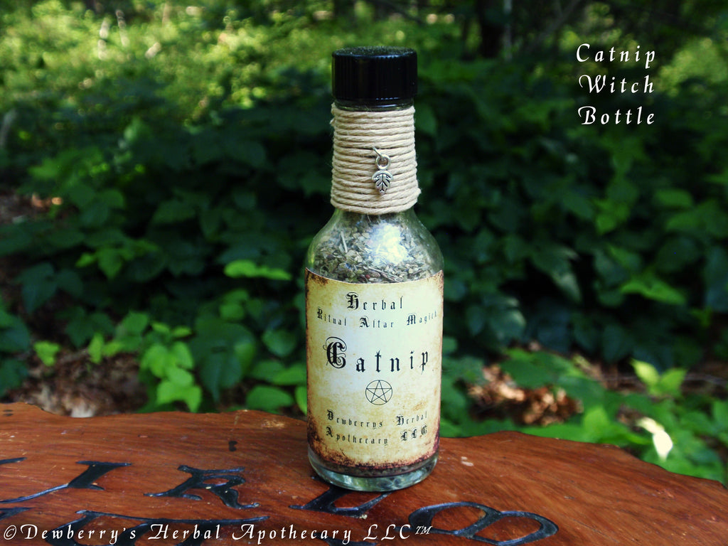 CATNIP Herbal Ritual Magick Mini Witch Bottle For Love, Happiness, Felines, Familiars, Incense,1oz