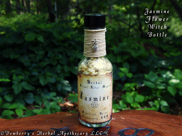 JASMINE FLOWER Herbal Ritual Magick Mini Witch Bottle For Teas, Love, Moon Rites, Mixes, Dreams, 1oz