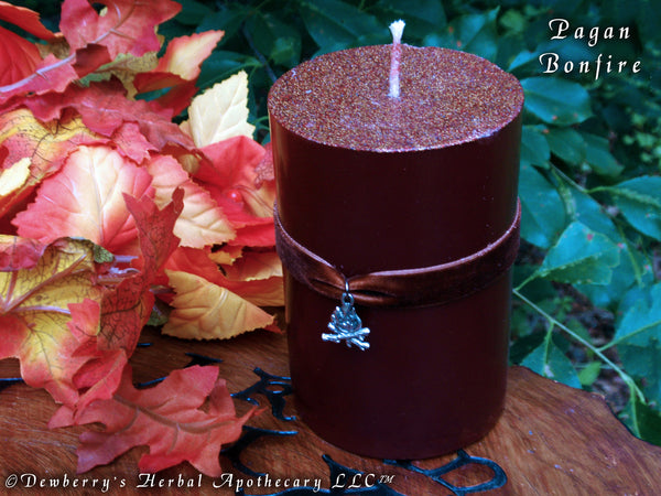 PAGAN BONFIRE Smoked Brown Sabbat Ritual Candle For Autumn Winter Magick, Yuletide, Beltane Rites