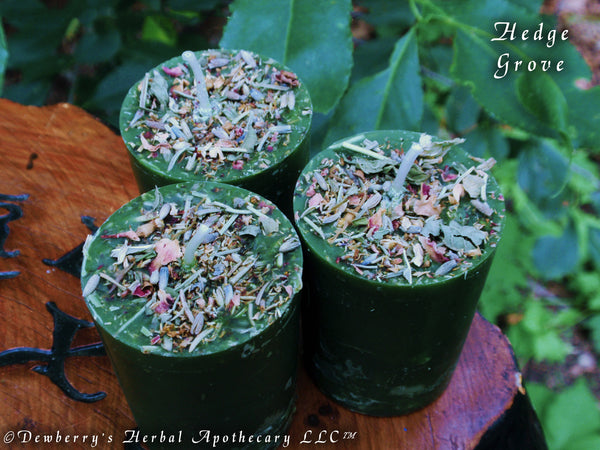 HEDGE GROVE Hagatha's Cottage Herbal Infused Votives For Garden Earth Magick, Wicca, Sacred Feminine